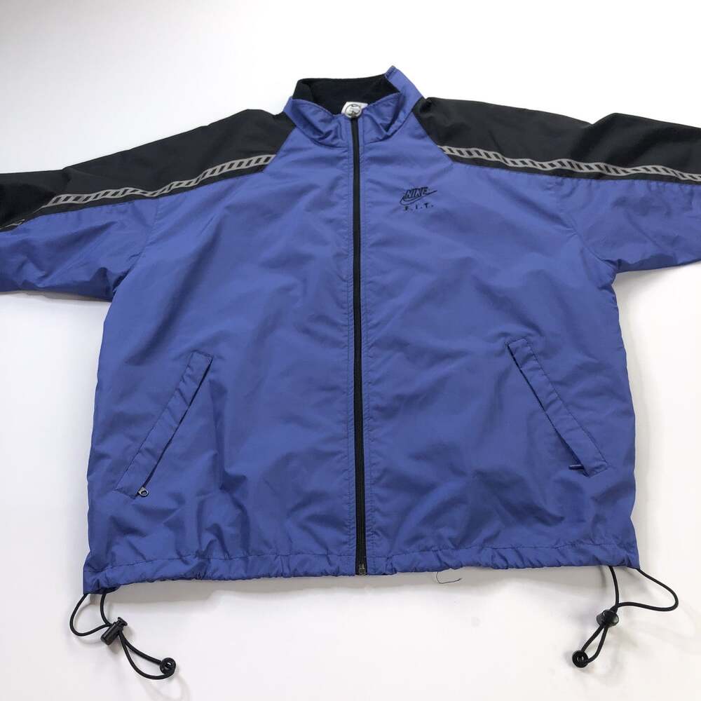 Nike Fit Vintage Medium Full Zip Wind Outdoor Shell Mock Neck Jacket Blue Purp